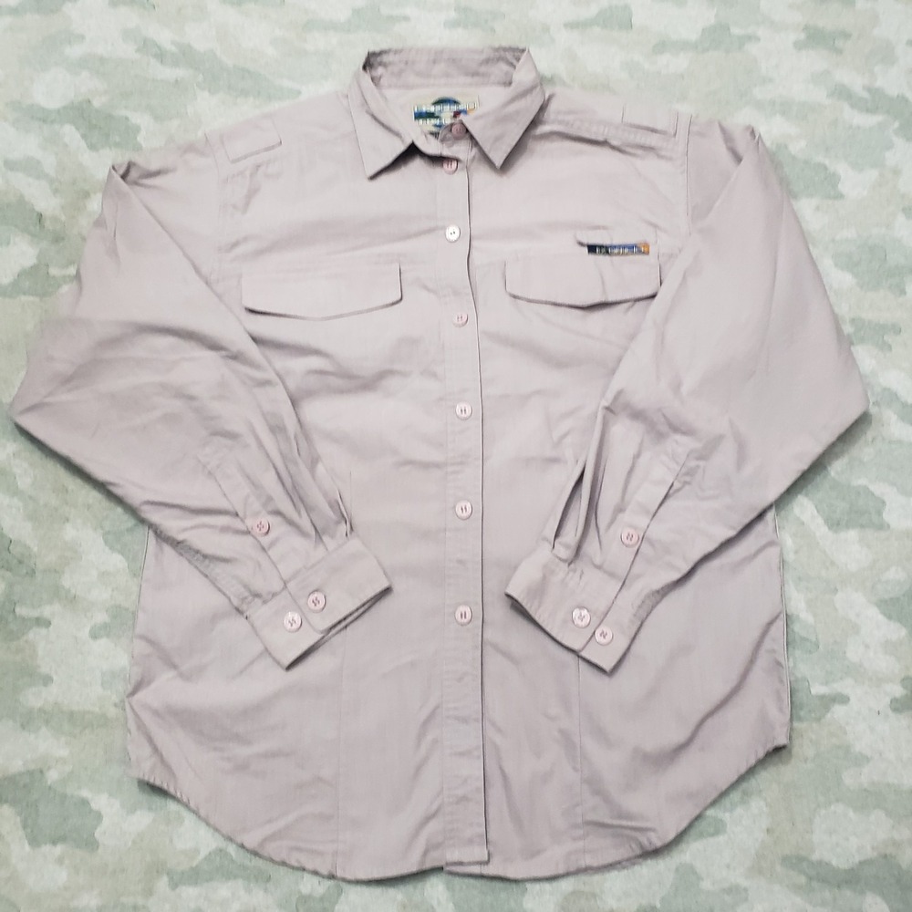Exofficio Top Womens 10/12 Purple Pockets Long Sleeve Button-Up Outdoors
